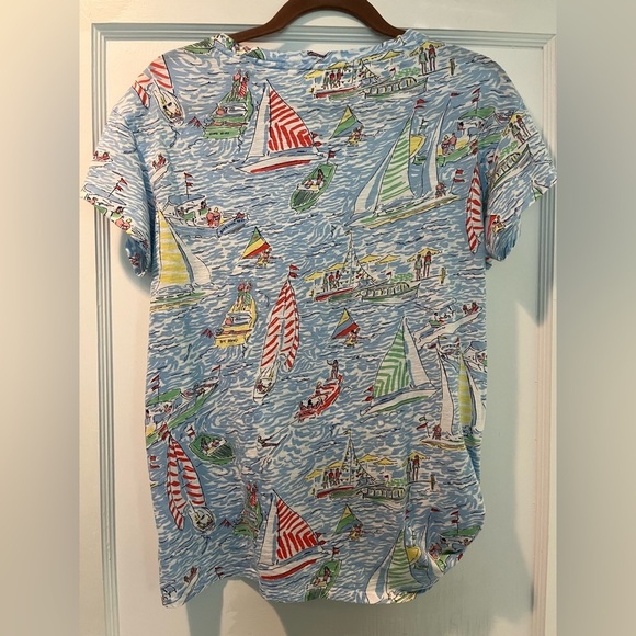 Lilly Pulitzer Glin Side Tie Nautical Print Blue Top on Het Nauti Size Medium - Picture 6 of 7